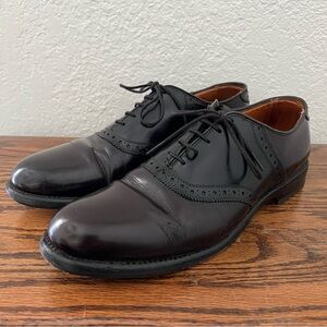 Allen Edmonds 8271 Burgundy Two Tone Shelton Saddle Oxford Size 10.5